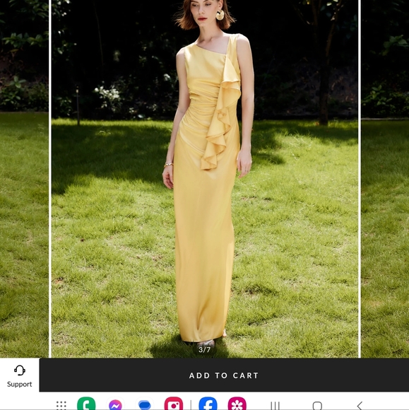 Asymmetrical Ruffle Backless Long Dress - yellow - Picture 3 of 8